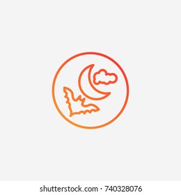 Cloud moon bat icon.gradient illustration isolated vector sign symbol