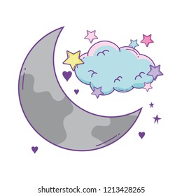 Cloud and moon cartoon