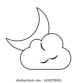 Cloud and moon cartoon isolated vector illustration graphic design