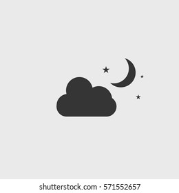 Cloud and moon icon best illustration isolated vector sign symbol