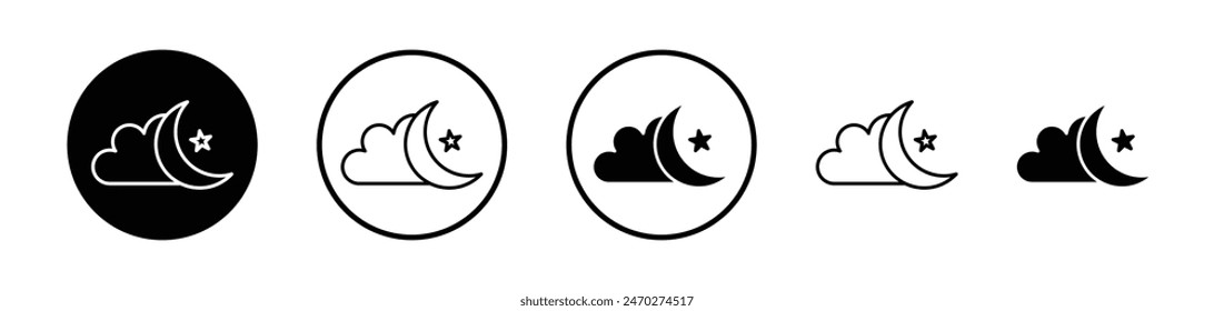 Cloud moon icon collection. Night time vector icon. Nighttime dream symbol.