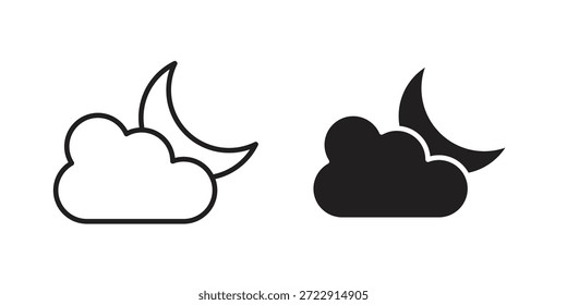 Icono de la luna de la nube diseña la colección para el móvil, ui, Web.