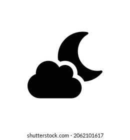 Icono de la luna en la nube. Diseño de estilo plano aislado en un fondo blanco. Ilustración del vector