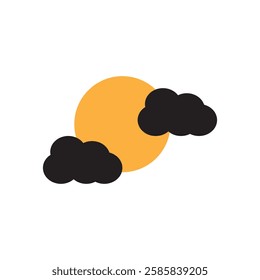 cloud and  moon icon illustration flat