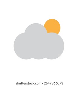 Wolken- und Mondsymbol, Abbildung flach