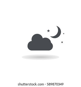 cloud and moon icon illustration isolated vector sign symbol