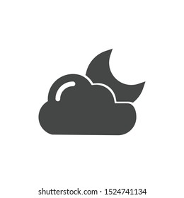 Cloud with Moon icon isolated on white background. Night symbol modern, simple, vector, icon for website design, mobile app, ui. Vector Illustration