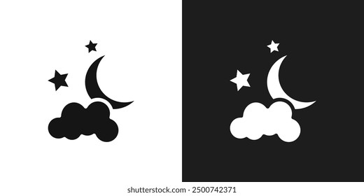 Cloud moon icon line art vector