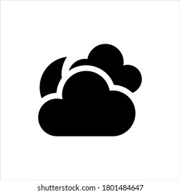 Cloud and moon icon on white background