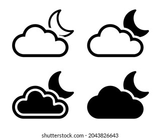 Wolke und Mond-Symbol auf weißem Hintergrund