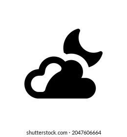 Cloud moon icon on white background