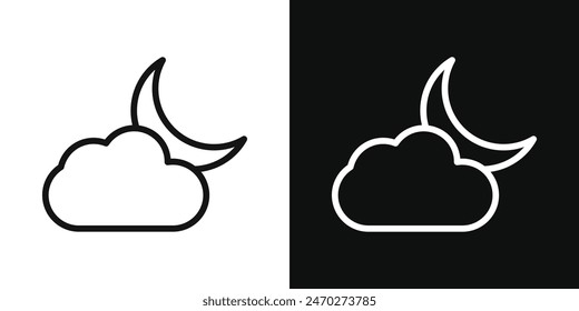 Cloud moon icon pack. Night time vector sign. Nighttime dream icon.