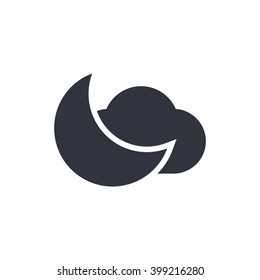 Cloud moon icon sign on a white background.