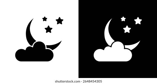 Coleção de símbolos de ícone de lua de nuvem. Ilustração de stock de vetor plano.