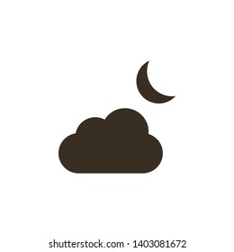 Cloud, moon icon - Vector on white background