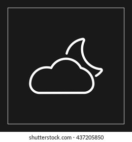 cloud and moon icon. weather line icon