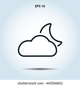 cloud and moon icon. weather line icon