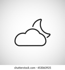 cloud and moon icon. weather line icon