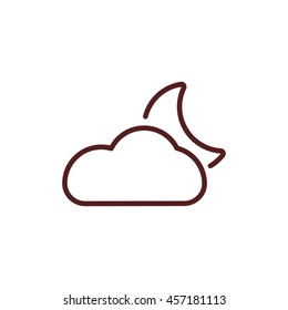 cloud and moon icon. weather line icon
