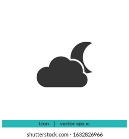 Cloud and moon icon weather symbol design element vector eps10