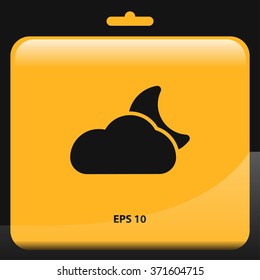 cloud with moon icon for web and mobile. weather sign in flat design style
