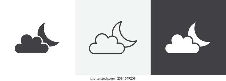 Cloud moon icons graphics pack vectors.