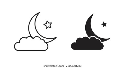 Cloud moon icons graphics set vectors