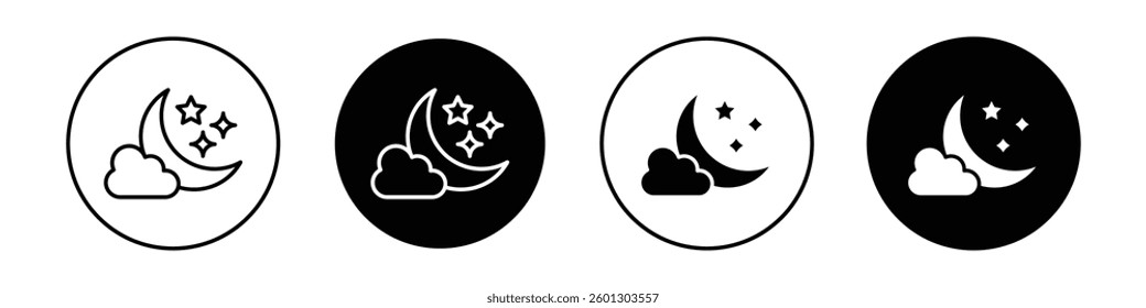 Cloud moon icons vectors graphics collection