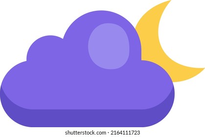 Wolke mit Mond, Illustration, Vektorgrafik auf weißem Hintergrund.