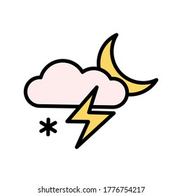 Cloud, moon, lightning, snow icon. Simple color with outline vector elements of forecast icons for ui and ux, website or mobile application