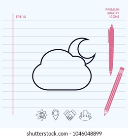 Cloud moon line icon