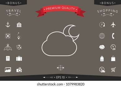 Cloud moon line icon
