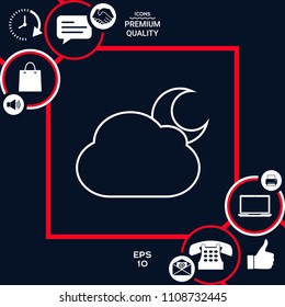 Cloud moon line icon