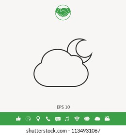Cloud moon line icon