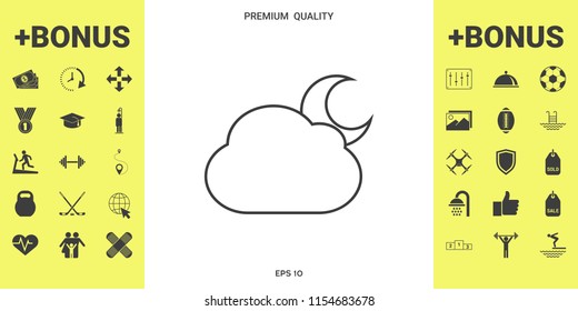 Cloud moon line icon