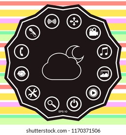 Cloud moon line icon