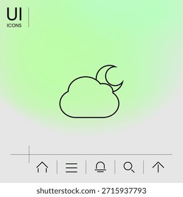 Cloud moon line icon. Element for your design
