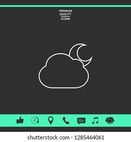 Cloud moon line icon. Graphic elements for your design
