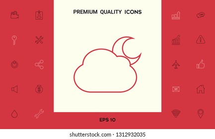 Cloud moon line icon. Graphic elements for your design