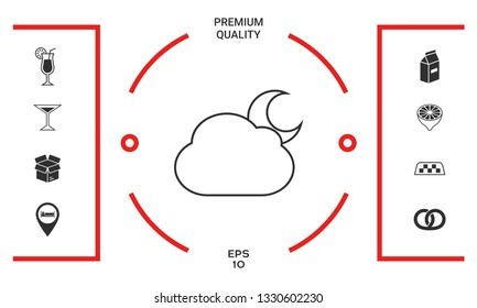 Cloud moon line icon. Graphic elements for your design