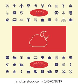 Cloud moon line icon. Graphic elements for your design