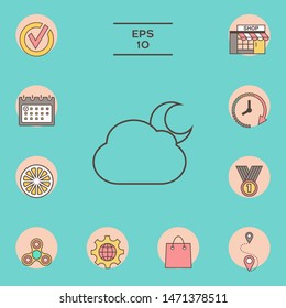 Cloud moon line icon. Graphic elements for your design
