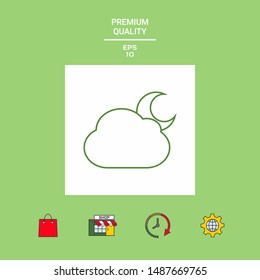 Cloud moon line icon. Graphic elements for your design