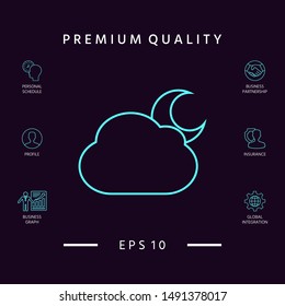 Cloud moon line icon. Graphic elements for your design