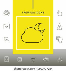 Cloud moon line icon. Graphic elements for your design