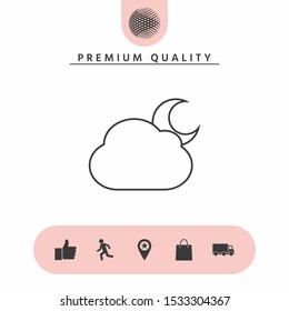 Cloud moon line icon. Graphic elements for your design