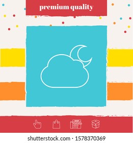 Cloud moon line icon. Graphic elements for your design
