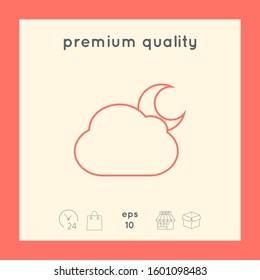 Cloud moon line icon. Graphic elements for your design