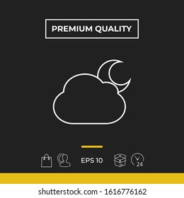 Cloud moon line icon. Graphic elements for your design