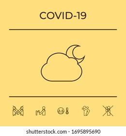 Cloud moon line icon. Graphic elements for your design